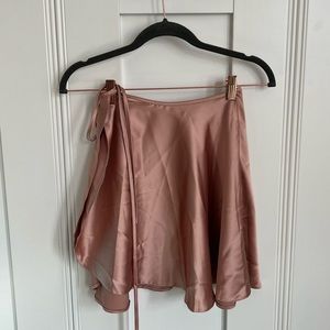 Rose gold satin ASOS wrap skirt